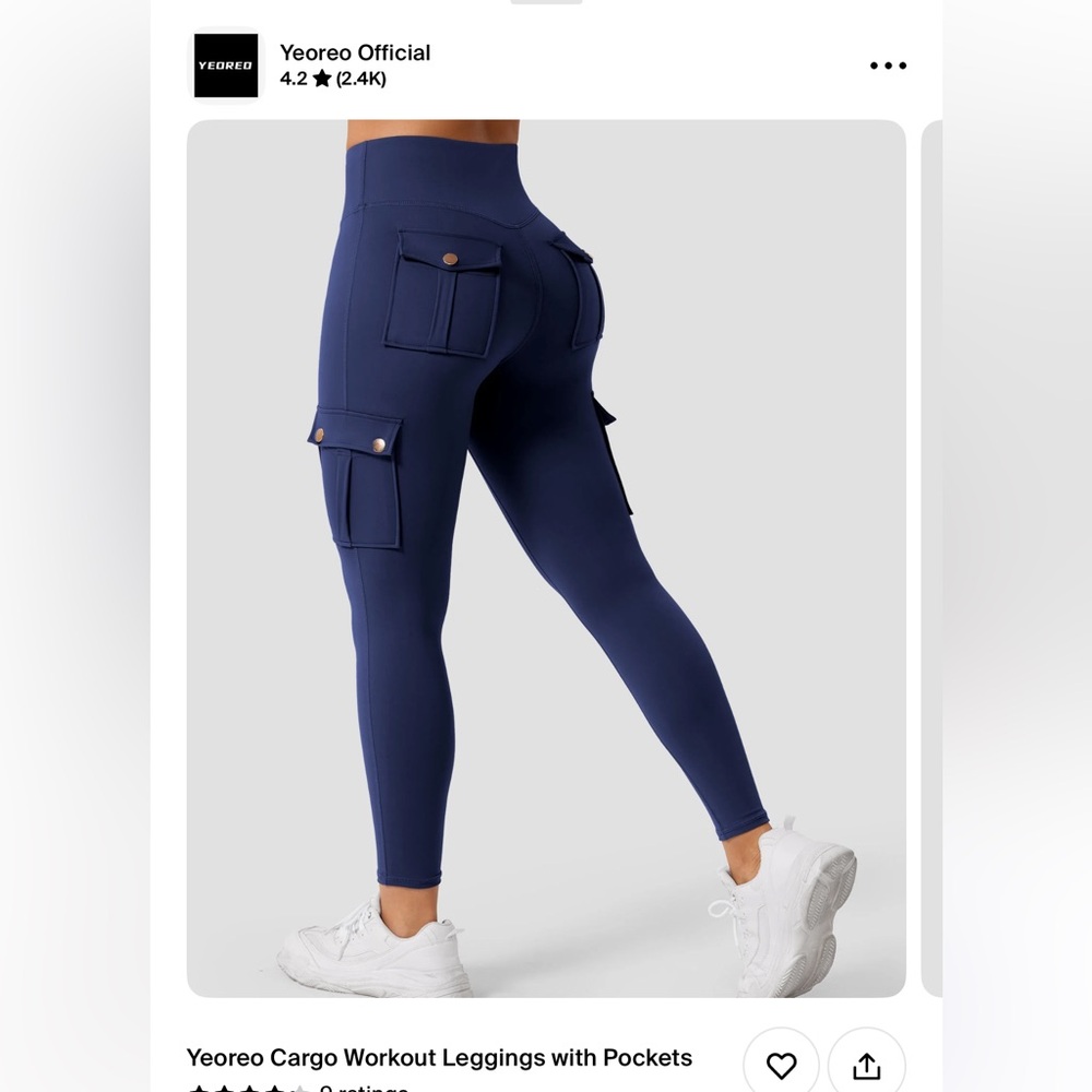 Yeoreo dark blue Cargo Leggings Small NWT